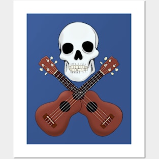 Skull and ukuleles Posters and Art